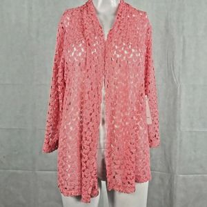 NWT Southern Lady Cardigan Womens‎ Sz S Pink Open Knit Lightweight Sweater